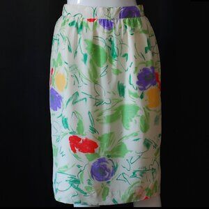 Louis Feraud Abstract Floral Silk Skirt - Germany